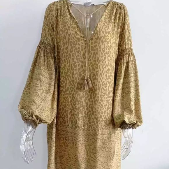 Leopard Animal Print Tunic Long Sleeve Mini Dress - Picture 5 of 9